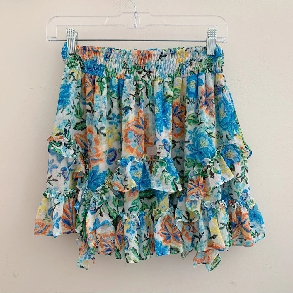MISA Los Angeles Oasis Floral Smocked Skirt Medium - Picture 3 of 7